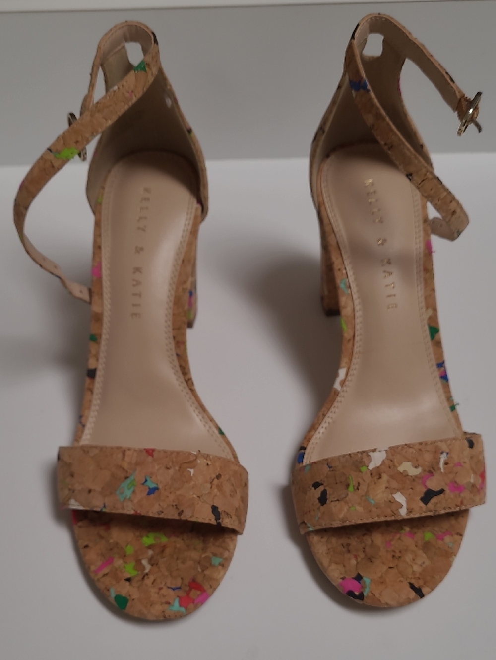 Kelly & Katie Cork Ankle-Strap Sandals in Natural Multicolor - Size 6